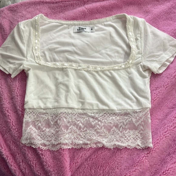 Tiger Mist Viola Top, Baby Blue (XS) & White (S) Lace Crop - Picture 3 of 8